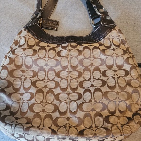 Coach Handbag Purse F15083 Lynn Soho Hobo Signature Brown Leather Tote Bag - Picture 2 of 7